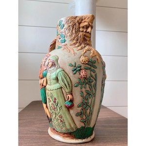 Vintage 1970s Medieval Renaissance Majolica Water Jug/Vase Hand Painted